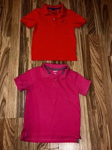 Nautica & Arizona Jeans Boys Polo Style Collared Shirts Sz 5 5/6 Lot of 2 - Picture 1 of 5