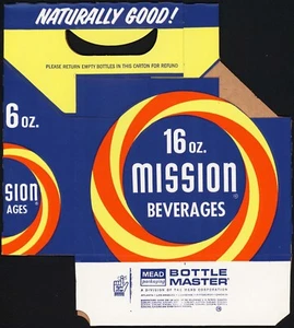 Vintage soda pop bottle carton MISSION BEVERAGES 16oz size unused new old stock - Picture 1 of 5