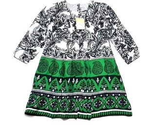 Beautiful Authentic Indian Girls Dress Size 7 Yr Small Green Black Print Boho - Picture 1 of 6