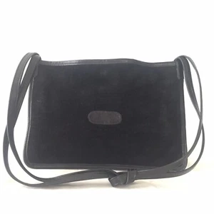 Vintage Etra Purse Suede Leather Handbag Shoulder Satchel Hippie Black 70s Boho - Picture 1 of 11