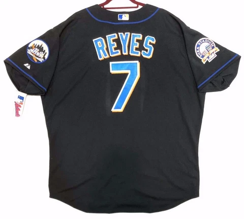 Authentic MAJESTIC 58 3XL NEW YORK METS BLACK JOSE REYES BLACK SHEA PATCH Jersey Cover