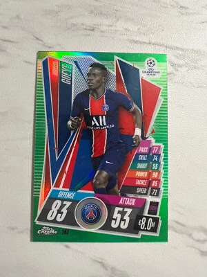 2020-21 Topps Chrome Match Attax Green Refractor #’d /99 Idrissa Gueye - Image 1 of 2