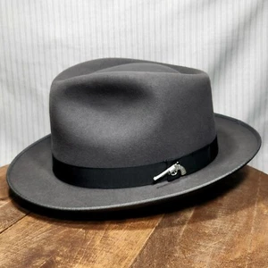 Vintage TOWNCRAFT "WHIPPET" Fedora Hat - "3X" Gray Fur Finish (.925 Sterling) ~7 - Picture 1 of 22
