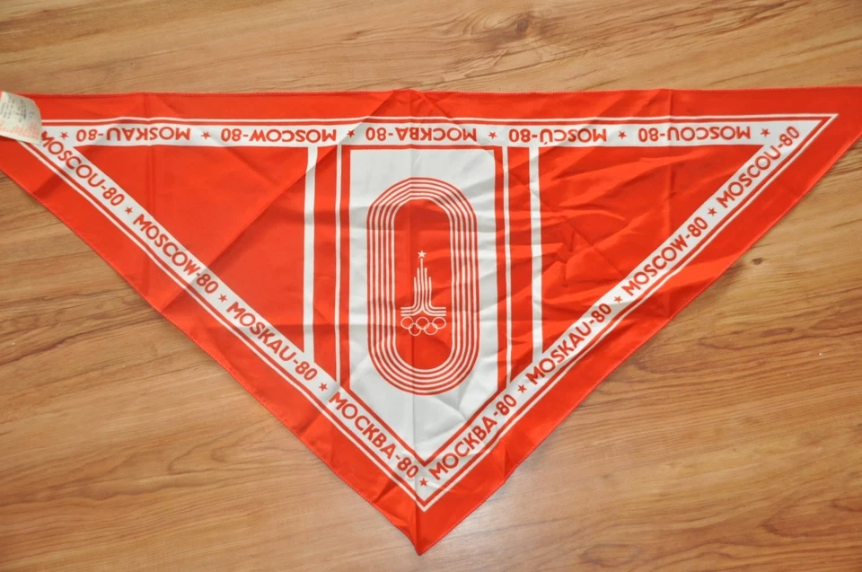Hermosa BUFANDA RARA 1980 Rusia Soviética Moscú Juegos Olímpicos URSS Coleccionable Foto 1 de 4