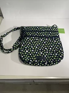 NWT Vera Bradley Triple Zip Hipster Crossbody Bag in Lucky Dots Navy Lime Green - Picture 1 of 11