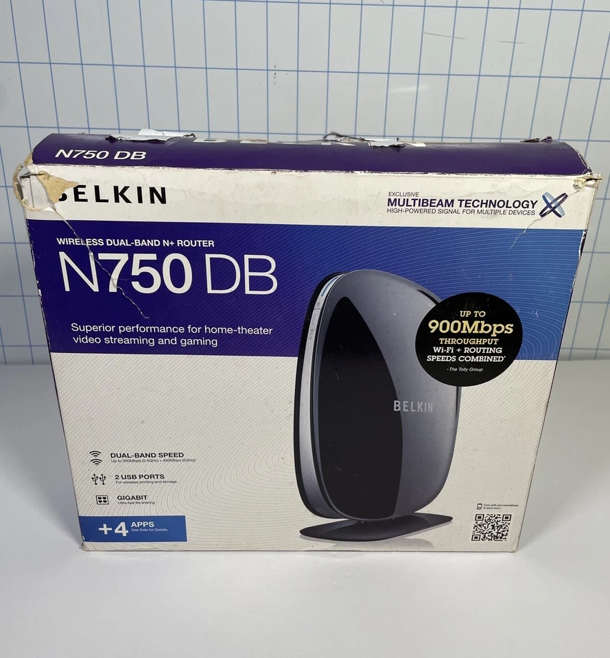 Belkin F9K1103V1 N750 DB Wi-Fi Dual-Band Wireless N+ Router - UNTESTED. - Image 1 of 4