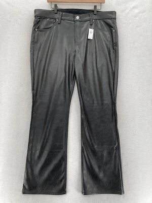 GAP Faux Leather Baby Boot Pants Women's 34/18 Black Lined Mid Rise Bootcut Y2K - Image 1 of 4