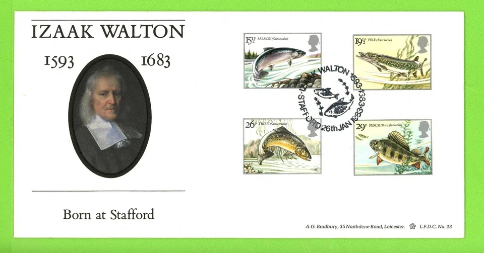 G.B. 1983 River Fish set u/a Bradbury Izaak Walton First Day Cover, LFDC 23 - Image 1 of 1