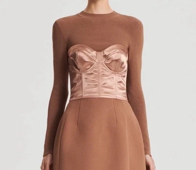 Scanlan Theodore Bustier Size AU 6/US 2 Glam Shiny Satin Corset Crop Boned Top - Image 1 of 4