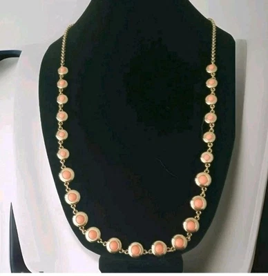Ann Taylor Salmon Pink Long 35" Chain Necklace Gold Tone EUC - Image 1 of 3