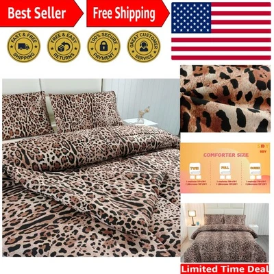 Juego de cama con estampado de animales - Edredón completo de guepardos de 3 piezas para niños pequeños y niños Foto 1 de 4