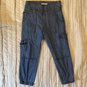 Anthropologie Pilcro Hose Damen 8 Denim Ultra High Waist Utility Cargo Jogger - Bild 1 von 15