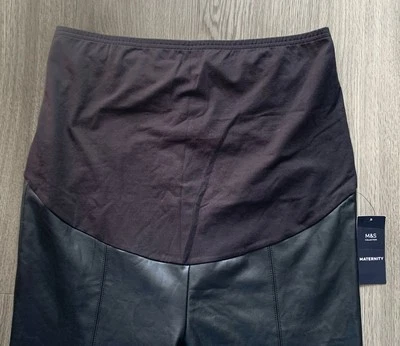 M&S Women/Ladies Black Maternity Faux Leather Leggings Size UK 18 Regular Length - Image 1 of 4