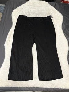 New Catherines Black Striped Pull On Pants Size 2XWP  22 Petite Refined - Picture 1 of 9