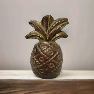 Vintage Mini Solid Brass Pineapple Figurine Paperweight Trinket Heavy 2.5" Tall - Picture 1 of 8