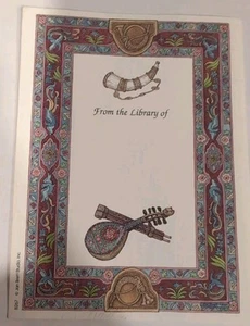 NOS New Vintage Antioch Self Seal Bookplate Mandolin Horn Design - Imagen 1 de 2