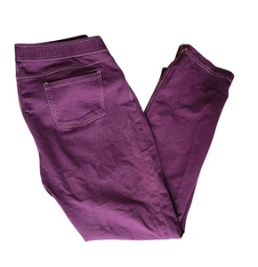 Susan Graver Stretch Jeans Straight Leg Large Jeggings Maroon Cotton Blend Soft - Picture 1 of 12