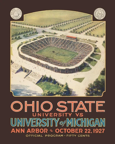 Michigan Wolverine Art Poster of 1927 Game Program vs Ohio - 8x10 Color Photo Cover