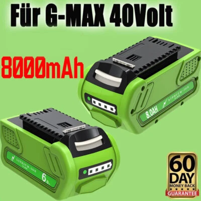 MARKENLOS 2x 8000mAh 40V Power Li-Ion Akku Für Greenworks G-MAX 40V 29462 29472 29727 AKKU