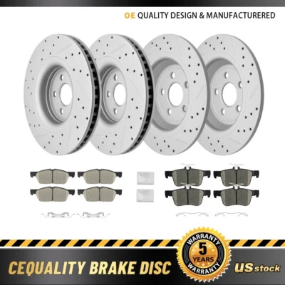 Rotores de freno delanteros traseros perforados pastillas de cerámica para Ford Edge Lincoln MKX 2015-2021 Foto 1 de 4