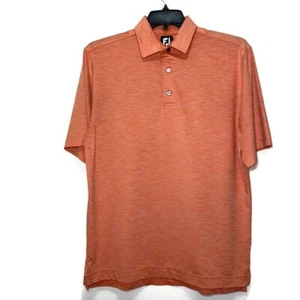 FootJoy Mens Golf Polo Shirt  Size Medium Orange Peach Striped - Picture 1 of 6