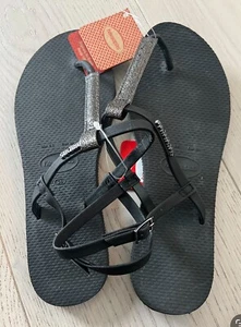 NWT Havaianas Women's Size 6.5 You Rio Sandal Black Ankle Strap - Picture 1 of 4