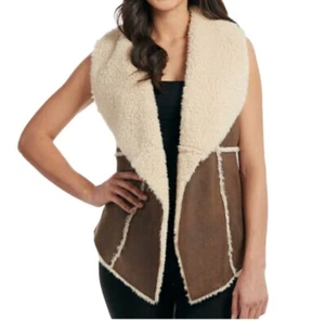 Cripple Creek Jacket M Brown Faux Fur Penny Lane Vest Western Cozy Preppy - Picture 1 of 12