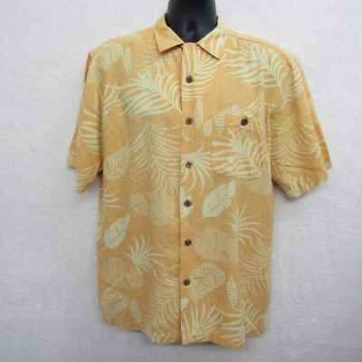Camisa Para Hombre Mediana Amarilla Manga Corta Botones Bolsillo Playa Verano Foto 1 de 4