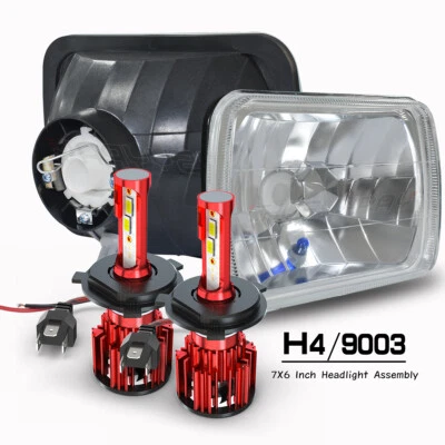 For Ford L9000 1981-1997 Pair 5X7" 7x6" H/L Square Headlight H4 Bulb White 6000K - Image 1 of 4