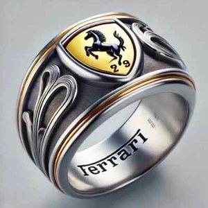 PJ MASSANFERTIGUNG RING SILBER 925K EINZIGARTIG HOCHWERTIGE DETAILS FERRARI RING HERREN - Bild 1 von 10