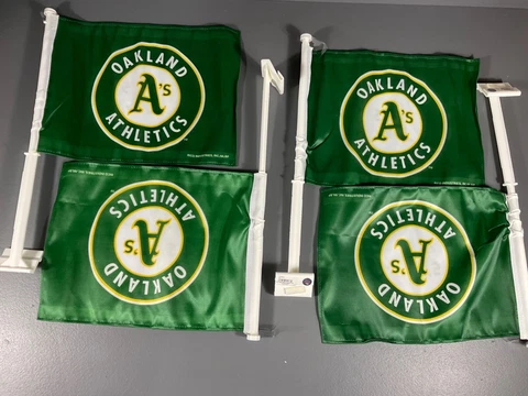 Oakland Athletics MLB Baseball Car Window Flag Team Logo Sports Green - LOT OF 4 Cover