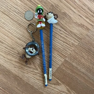 Vtg Looney Tunes Applause PVC Pencil & Keychain Lot Taz Marvin The Martian - Picture 1 of 5