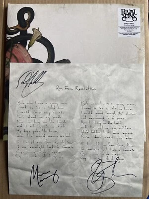 RIVAL SONS HEAD DOWN LIMITED ROSEFINCH LP SIGNED LYRIC SHEET AUTOGRAPHED - Image 1 of 4