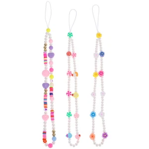 3 Pcs Phone Decoration Beaded Phone Wrist Strap Pearl Phone Chain - Zdjęcie 1 z 12