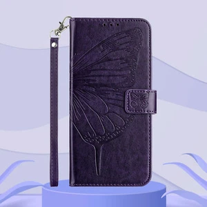 For Various Phone Emboss Butterfly Card Leather Wallet Case Bag Flip Stand Cover - Picture 1 of 10