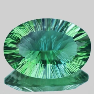 36x25 mm { 78.20 cts} Oval Concave Cut Intense Paraiba Green Fluorite {IF-VVS} - Picture 1 of 1