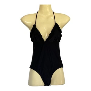 2Chillies Girls Size 14 Bathers One Piece Halter Neck Frilled Triangle Cup Black - Picture 1 of 11