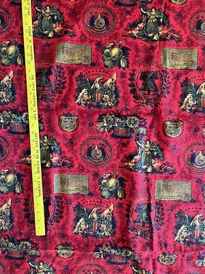 "Tela de tela ancha de algodón vintage 9 1/2 YD X 54"" patriótico rojo libertad patriótica" Foto 1 de 4