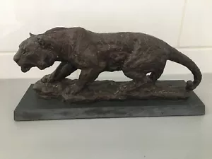Heredities heavy cast bronzed stalking Tiger sculpture - Signed W Tinym - Picture 1 of 7