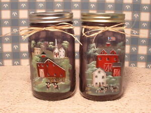 Purple Quart Ball Jars 100 Years American Heritage Country Farms Folk Art Paint