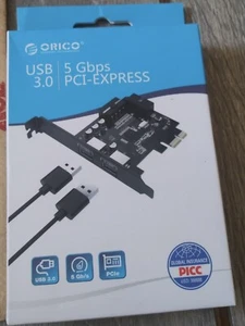 ORICO 2 Port PCI-E to USB 3.0 PCI Express Expansion Card Adapter Hub VIA 5Gbps - Picture 1 of 3