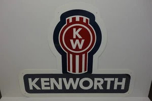 KENWORTH STEEL ENAMEL DEALER SIGN. 18" WIDE BY 14" HIGH. GREAT COLORS! - Picture 1 of 3
