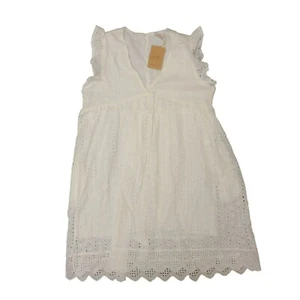 Jardin by Macris Cotton Eyelet Pocketed Mid Dress Women's Large - Picture 1 of 17