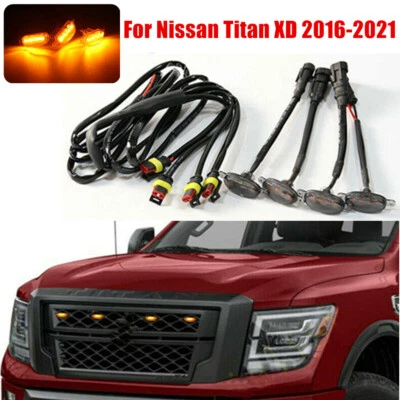 Grille LED Amber Light Raptor Style Grill Covers For 2016-2021 Nissan Titan XD - Image 1 of 4