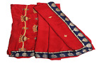 Sari ethnique indien vintage brodé vêtements traditionnels rouge 5Y robe sari