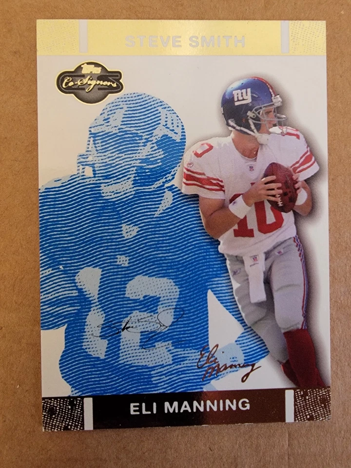 2007 Topps Co-Signers - Blue Changing Faces Gold #5 Eli Manning Steve Smith /349 - Image 1 of 3