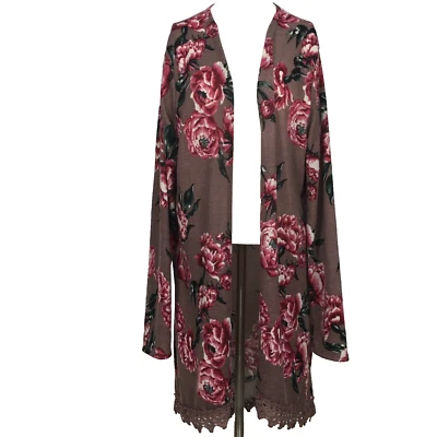 Charlotte Russe Open Front Cardigan Womens XL Lightweight Cover Up Floral Boho - Image 1 of 4