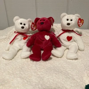 SET BESTEHEND AUS 3 TY Beanie Babys ( VALENTINO VALENTINA) Dob 14.02.94 & 14.02.98 - Bild 1 von 12