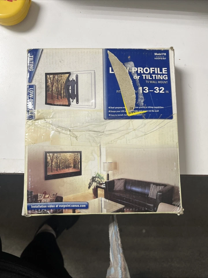 Кронштейн настенное крепление для телевизора Sanus Vuepoint наклон 13-32 дюйма подходит для большинства телевизоров модели F18b - Изображение 1 из 1