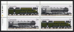 LOCOMOTIVES HISTORY (1925-1945) = Canada 1986 #1119a MNH UL Block of 4 - Picture 1 of 1